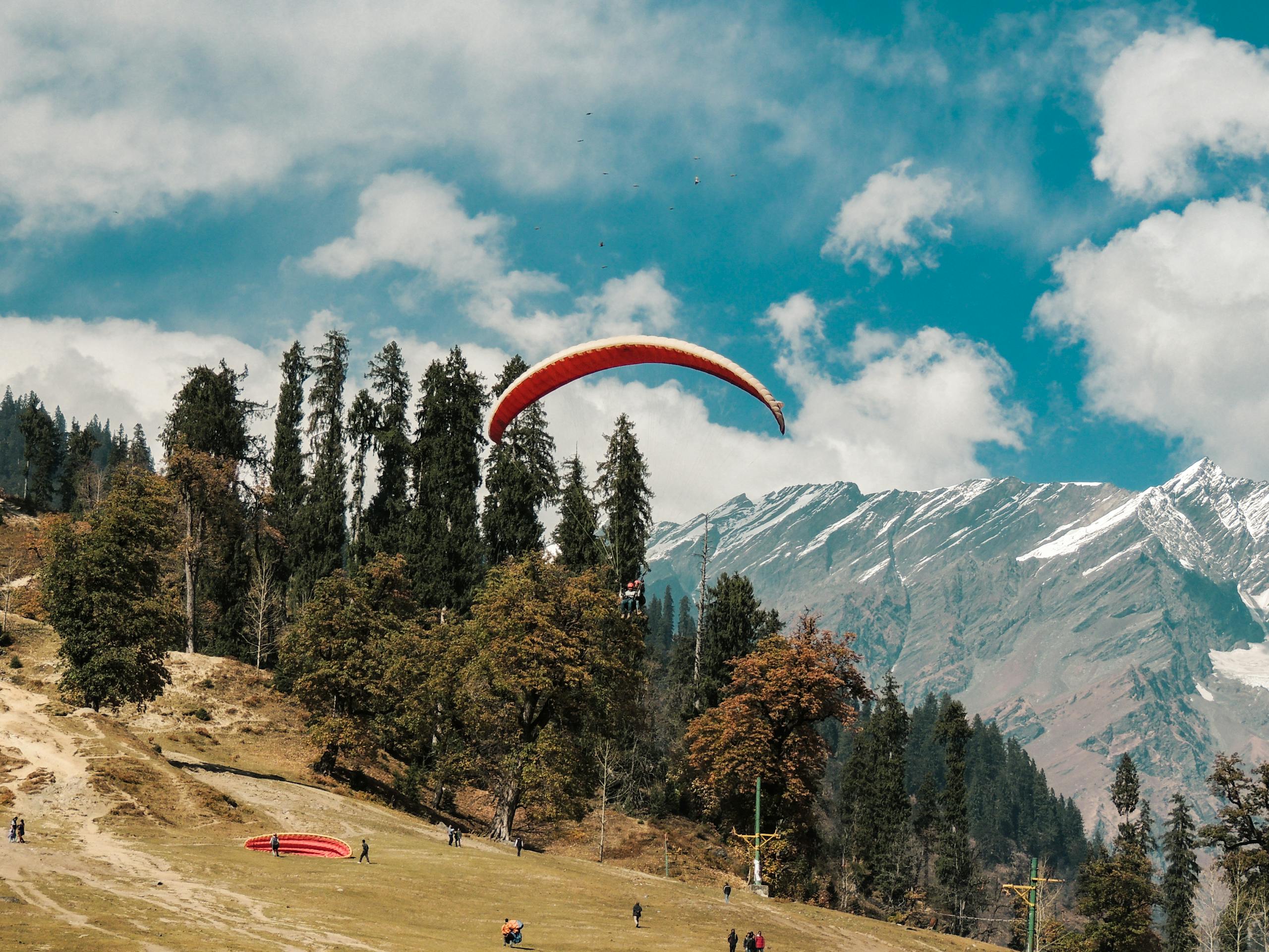 Paragliding in Mountains in Summer